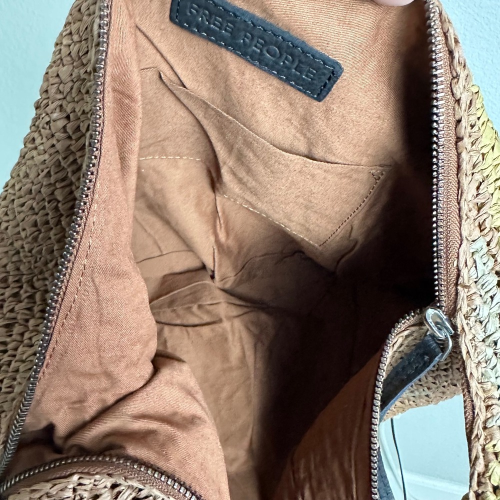 Free People Santorini Straw Tote Bag Neutral Mix Woven Raffia Hobo OB2221606 NEW - Picture 9 of 9